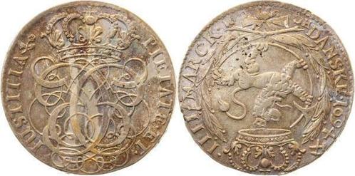 4 Mark 1694 Christian V Norwegen Dansk Ef/unc Christian V..., Postzegels en Munten, Munten | Europa | Niet-Euromunten, Verzenden
