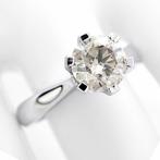 Ring - 14 karaat Witgoud -  1.03ct. tw. Groen Diamant, Sieraden, Tassen en Uiterlijk, Antieke sieraden