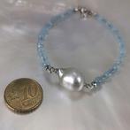 Armband Zilver Parel - Aquamarijn - Southsea BQ Ø 12,7 mm, Sieraden, Tassen en Uiterlijk, Armbanden, Nieuw