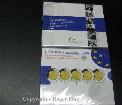 10 Euro Brd 5 x 2 Euro 2018 Gedenkmuntenset Helmut Schmid..., Postzegels en Munten, Munten | Europa | Euromunten, Verzenden