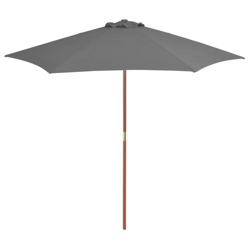 vidaXL Parasol met houten paal 270 cm antraciet, Tuin en Terras, Parasols, Nieuw, 2 tot 3 meter, Verzenden