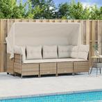 vidaXL 5-delige Loungeset met kussens poly rattan beige, Tuin en Terras, Tuinsets en Loungesets, Verzenden, Nieuw, Rotan, Loungeset