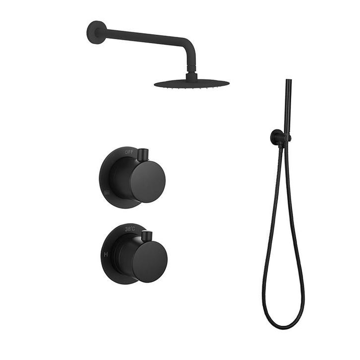 Sani Royal Inbouw Regendouche Doucheset Mat Zwart Messing, Doe-het-zelf en Verbouw, Sanitair