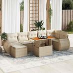 vidaXL 8-delige Loungeset met kussens poly rattan beige, Verzenden, Nieuw, Rotan, Loungeset