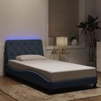 vidaXL Bedframe met LED zonder matras fluweel donkergrijs, Eenpersoons, Verzenden, Nieuw, Stof