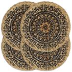 vidaXL Placemats 4 st rond 38 cm jute donkerblauw, Verzenden, Nieuw, Blauw