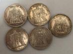 Frankrijk. 5 Francs 1874/1876 Hercule (lot de 5 monnaies)