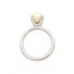 Witgouden Phlox ring gezet met Zuidzee parel en diamant..., Sieraden, Tassen en Uiterlijk, 18 tot 19, Gebruikt, Overige kleuren