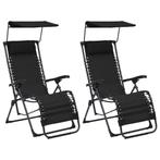 vidaXL Terrasstoelen 2 st inklapbaar textileen zwart, Tuin en Terras, Verzenden, Nieuw