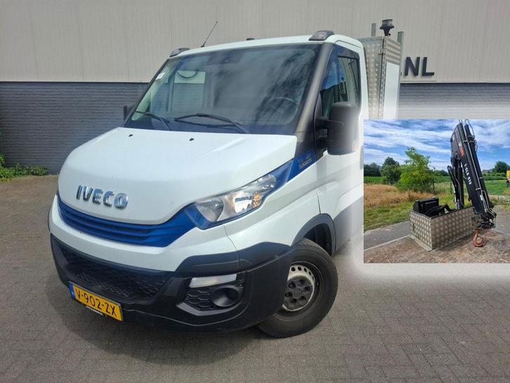 Iveco Daily 3.0I CNG Kraan Laadbak AUT-6 HIAB 3-Persoons Nav, Auto's, Bestelauto's, Lease, Overige kleuren, Handgeschakeld, Wit