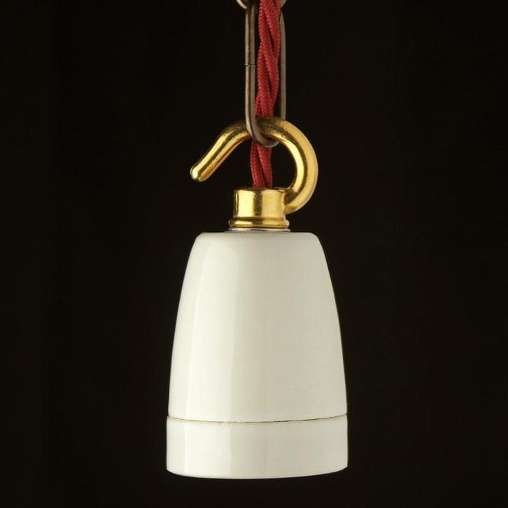 Fitting Keramiek Wit Hook Messing E27, Huis en Inrichting, Lampen | Overige