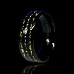 WOLFRAAM RING met METEORIET & GOUD INLAYS. Handgemaakt. Het