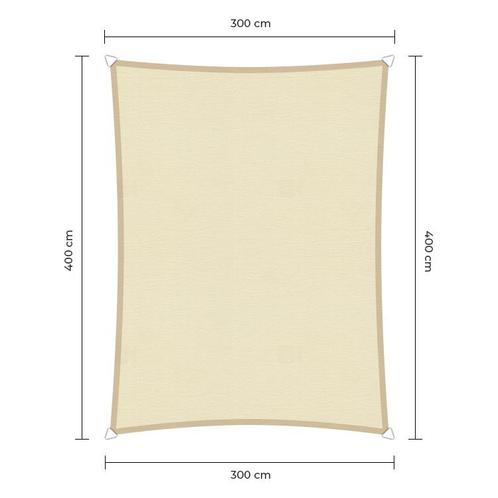 Rechthoek schaduwdoek - Ivoor - Waterdicht - 3,0 x 4,0 m, Tuin en Terras, Schaduwdoeken, Ophalen of Verzenden