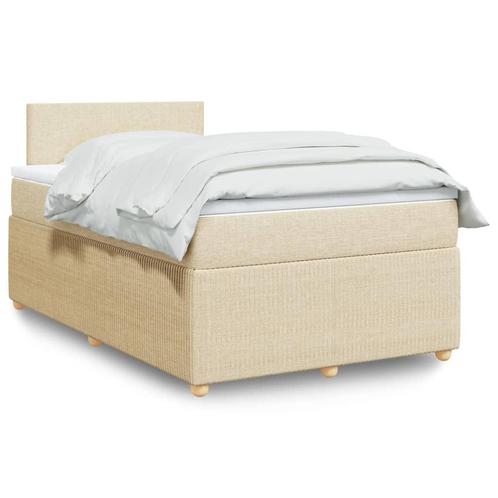 vidaXL Boxspring met matras stof crèmekleurig 120x200 cm, Huis en Inrichting, Slaapkamer | Bedden, 120 cm, 200 cm, Crème, Twijfelaar