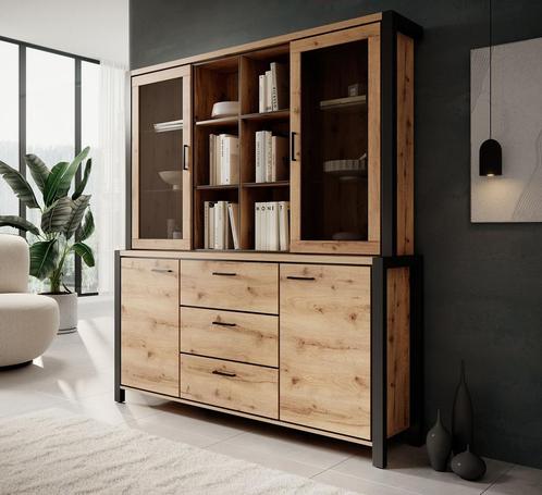 Meubella | Buffetkast eiken zwart 180x40x200, Huis en Inrichting, Kasten | Buffetkasten, 25 tot 50 cm, Nieuw, 200 cm of meer, 150 tot 200 cm