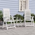 vidaXL Tuinstoelen 2 st verstelbaar PP wit, Verzenden, Nieuw, Kunststof