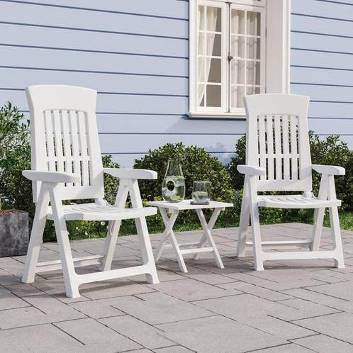 vidaXL Tuinstoelen 2 st verstelbaar PP wit, Tuin en Terras, Tuinstoelen, Nieuw, Kunststof, Verzenden