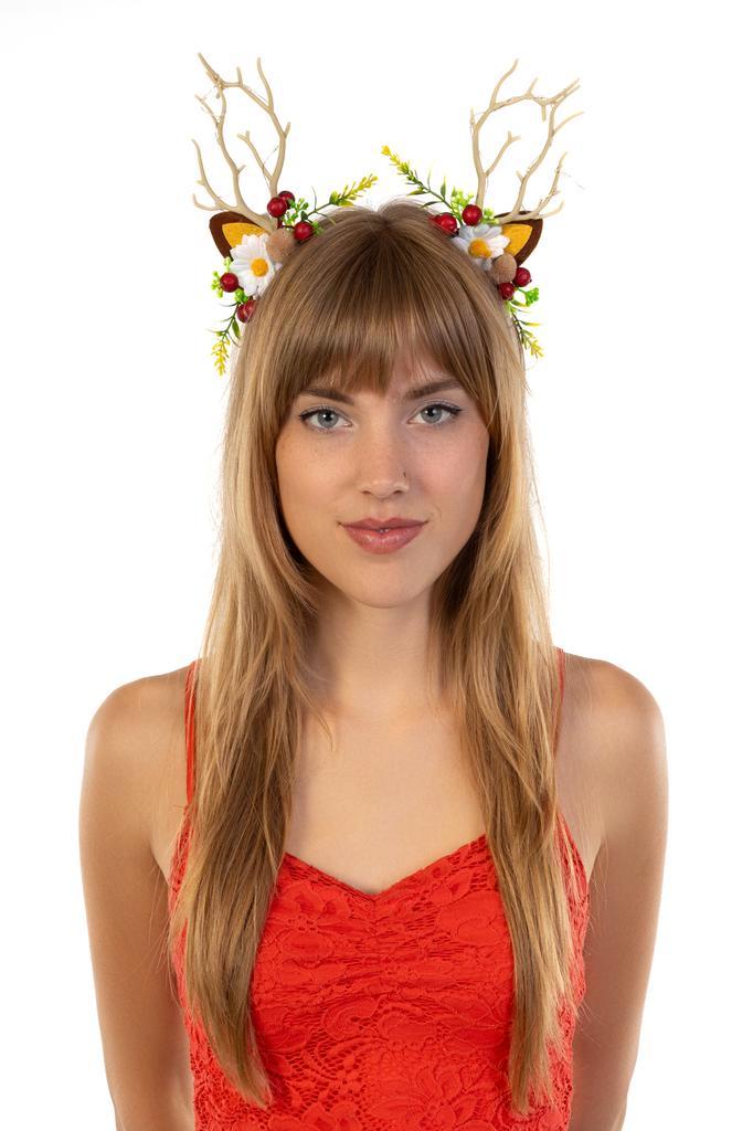 Haarband Rendier Lampjes Bloemen Besjes Diadeem Ree Eland Li, Kleding | Dames, Carnavalskleding en Feestkleding, Accessoires, Nieuw