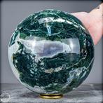 Buitengewone natuurlijke moosachat-kogel met carneol –, Verzamelen, Mineralen en Fossielen