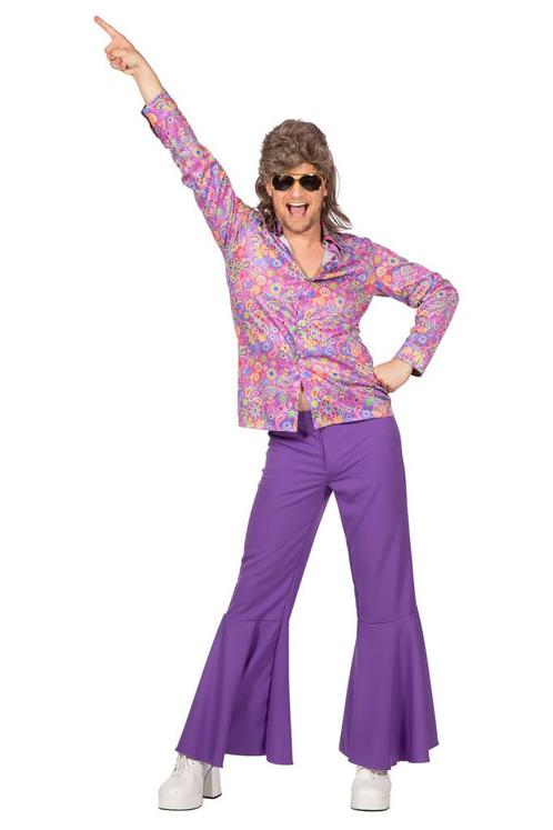 70s Hippie Blouse Paars Heren, Kleding | Heren, Carnavalskleding en Feestkleding, Nieuw, Ophalen of Verzenden