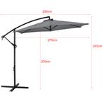 Zweefparasol staal Ø 270x245 cm incl. kruisvoet grijs