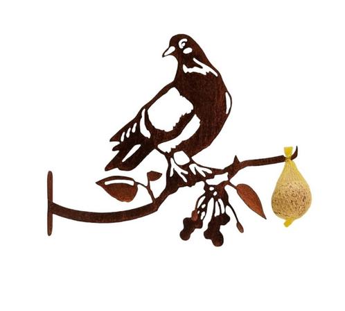 Tuindecoratie duif Chica 28x38cm met voederhaak, Tuin en Terras, Tuinwanddecoratie, Verzenden