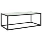 vidaXL Salontafel met wit marmerglas 100x50x35 cm zwart, 100 tot 150 cm, Verzenden, Nieuw, 50 tot 100 cm
