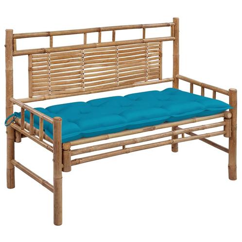 vidaXL Tuinbank met kussen 120 cm bamboe, Tuin en Terras, Tuinbanken, Nieuw, Hout, Verzenden
