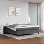 vidaXL Boxspring bed kunstleer grijs 160x200 cm, Huis en Inrichting, Slaapkamer | Bedden, Overige materialen, Verzenden, 200 cm
