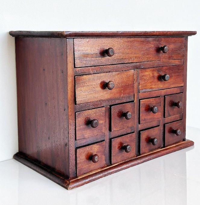 Ladekast - Hout - Vintage houten apotheekkast, Antiek en Kunst, Kunst | Designobjecten