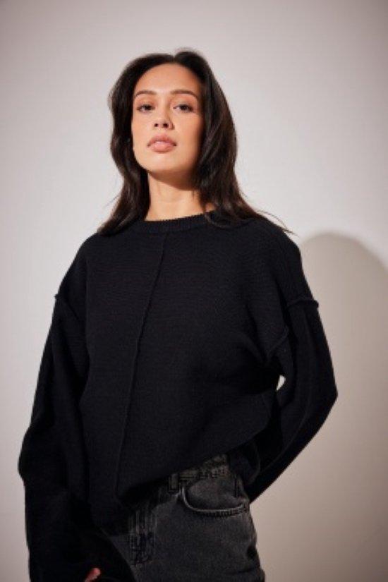 NA-KD Dames Trui - Maat S zwart  Folded Sleeve Knitted Sweat, Kleding | Dames, Truien en Vesten, Nieuw, Verzenden