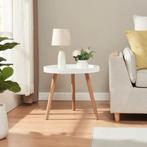 Bijzettafel Bongard rond 45xØ50 cm wit en naturel [en.casa], Huis en Inrichting, Tafels | Bijzettafels, Verzenden, Nieuw