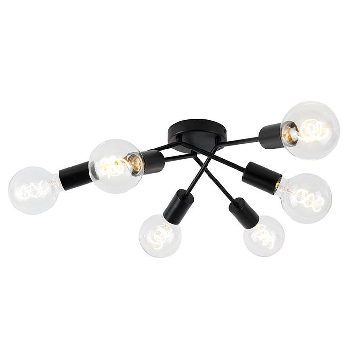 Design plafondlamp zwart 6-lichts - Sputnik, Huis en Inrichting, Lampen | Plafondlampen, Nieuw, Overige materialen