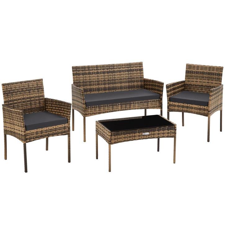 Wicker tuinset Palese voor 4 personen - natuur, Tuin en Terras, Tuinsets en Loungesets, Verzenden