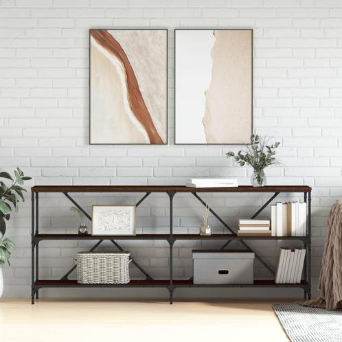 vidaXL Wandtafel 180x30x75 cm bewerkt hout en ijzer bruin, Huis en Inrichting, Tafels | Bijzettafels, Nieuw, Verzenden