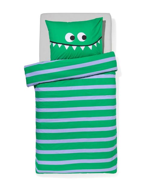 HEMA Kinderdekbedovertrek monster groen 140x200, Huis en Inrichting, Slaapkamer | Beddengoed, Nieuw, Verzenden
