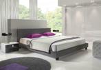 Tweepersoonsbed - Leer - Wit/Zwart/Grijs - 2 persoons bed, Huis en Inrichting, Nieuw, Overige materialen, Grijs, Modern basic design