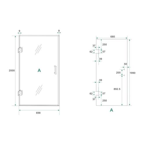 Glas Voor Nisdeur Wiesbaden Less 70x200 cm 8 mm Nano Helder, Doe-het-zelf en Verbouw, Sanitair, Ophalen of Verzenden