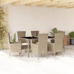 vidaXL 7-delige Tuinset met kussens poly rattan beige, Verzenden, Nieuw, Rotan, Tuinset