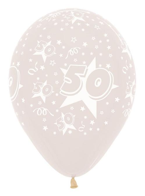 Ballonnen Number 50 Stars Crystal Clear 30cm 25st, Hobby en Vrije tijd, Feestartikelen, Nieuw, Verzenden