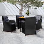 vidaXL 5-delige Tuinset zwart, 4 zitplaatsen, Nieuw, Tuinset, Verzenden