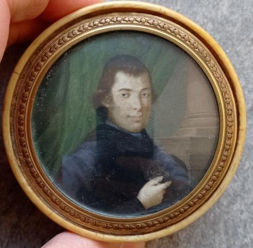 Italiaanse school (XVIII) - ritratto prelato su tabacchiera, Antiek en Kunst, Kunst | Schilderijen | Klassiek