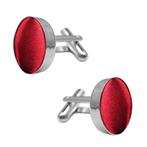 Fako Bijoux - Manchetknopen - Staal & Zijde - Ø 16mm - Rood, Verzenden, Nieuw