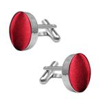 Fako Bijoux® - Manchetknopen - Staal & Zijde - Ø 16mm - Rood, Nieuw, Verzenden