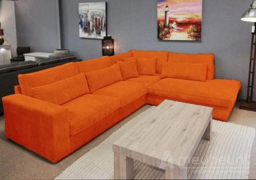 Hoekbank Terheijden - hoekbanken - Oranje, Huis en Inrichting, Banken | Sofa's en Chaises Longues, Nieuw, Stof