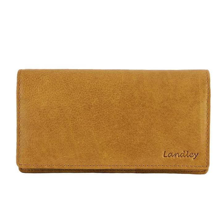Landley Dames Harmonica Portemonnee Leer RFID Oker Geel, Sieraden, Tassen en Uiterlijk, Portemonnees, Nieuw, Overige merken, Leer