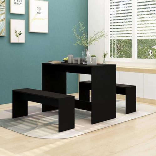 vidaXL 3-delige Eethoekset bewerkt hout zwart, Huis en Inrichting, Complete eetkamers, Nieuw, Verzenden