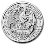Queens Beast Red Dragon of Wales 2 oz 2017, Verzenden, Losse munt, Zilver
