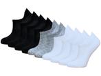 10 paar Dames sneakersokken met lipje - Zwart/Wit/Grijs, Verzenden, Nieuw