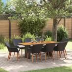 vidaXL 9-delige tuinset zwart poly riet, Verzenden, Nieuw